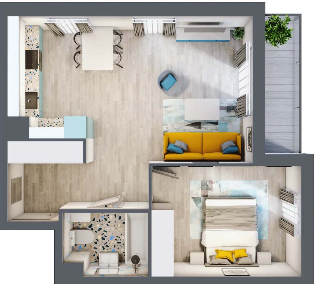 2 pokoje, apartament 47,79 m², piętro 1, oferta nr 4.A.6, Nowe Południe, Gdańsk, Orunia Górna-Gdańsk Południe, Maćkowy, ul. Starogrodzka/ Borkowska
