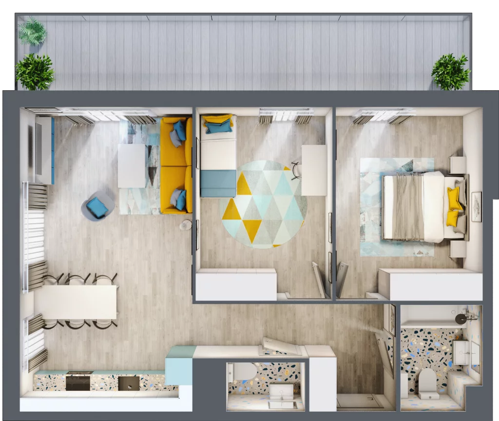 3 pokoje, mieszkanie 66,79 m², piętro 1, oferta nr 4.B.11, Nowe Południe, Gdańsk, Orunia Górna-Gdańsk Południe, Maćkowy, ul. Starogrodzka / Borkowska