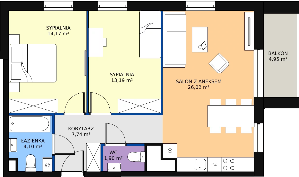 Zalety apartamentu 67.12 m², 4.A.12