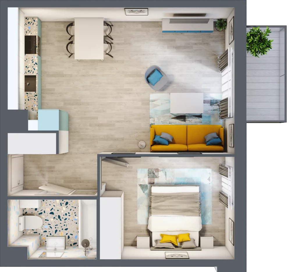 2 pokoje, apartament 45,50 m², piętro 2, oferta nr 4.A.14, Nowe Południe, Gdańsk, Orunia Górna-Gdańsk Południe, Maćkowy, ul. Starogrodzka / Borkowska