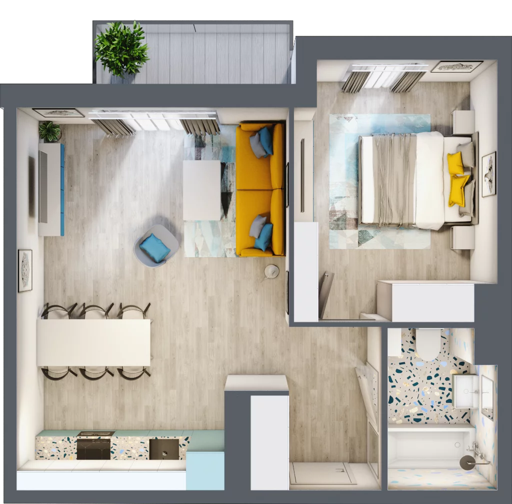 2 pokoje, apartament 46,03 m², piętro 2, oferta nr 4.A.17, Nowe Południe, Gdańsk, Orunia Górna-Gdańsk Południe, Maćkowy, ul. Starogrodzka / Borkowska
