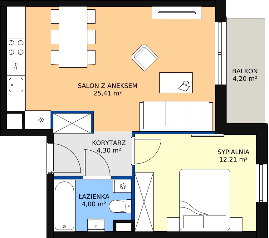 Zalety apartamentu 45.92 m², 4.B.14