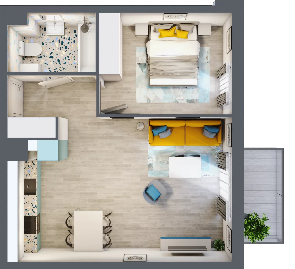 2 pokoje, apartament 45,50 m², piętro 2, oferta nr 4.B.16, Nowe Południe, Gdańsk, Orunia Górna-Gdańsk Południe, Maćkowy, ul. Starogrodzka / Borkowska