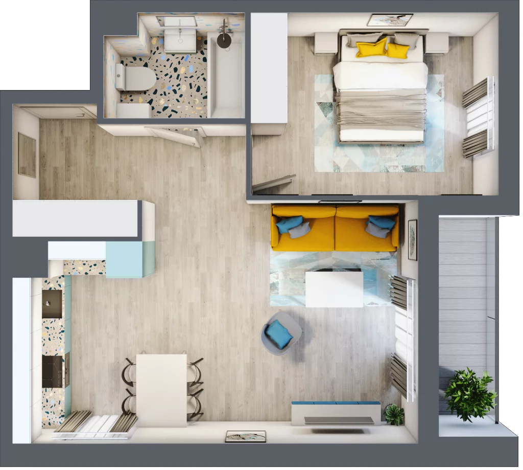 2 pokoje, apartament 47,79 m², piętro 2, oferta nr 4.B.17, Nowe Południe, Gdańsk, Orunia Górna-Gdańsk Południe, Maćkowy, ul. Starogrodzka/ Borkowska