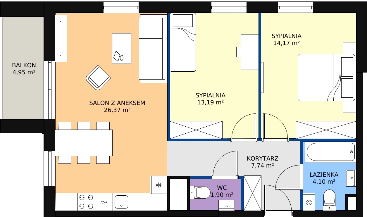 Zalety apartamentu 67.47 m², 4.B.18