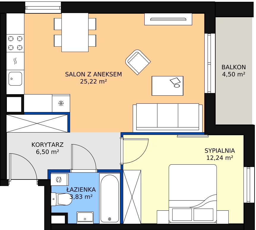 Zalety mieszkania 47.79 m², 4.A.20
