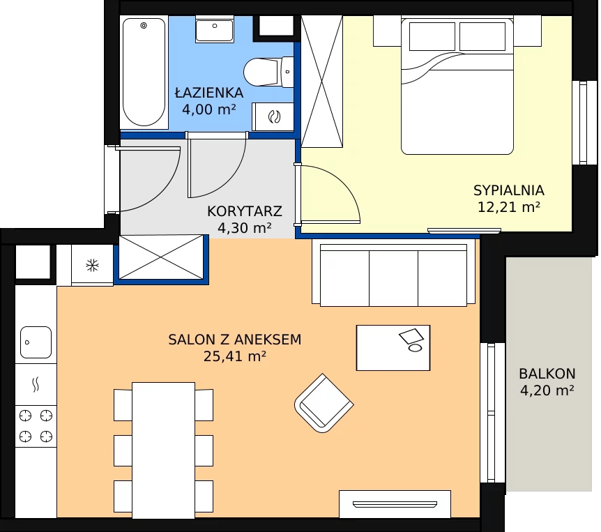 Zalety apartamentu 45.92 m², 4.A.23