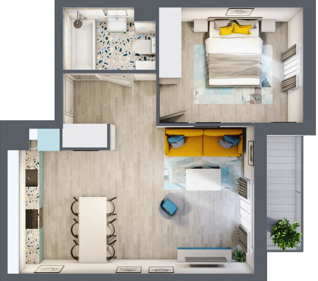 2 pokoje, apartament 45,92 m², piętro 3, oferta nr 4.A.23, Nowe Południe, Gdańsk, Orunia Górna-Gdańsk Południe, Maćkowy, ul. Starogrodzka / Borkowska