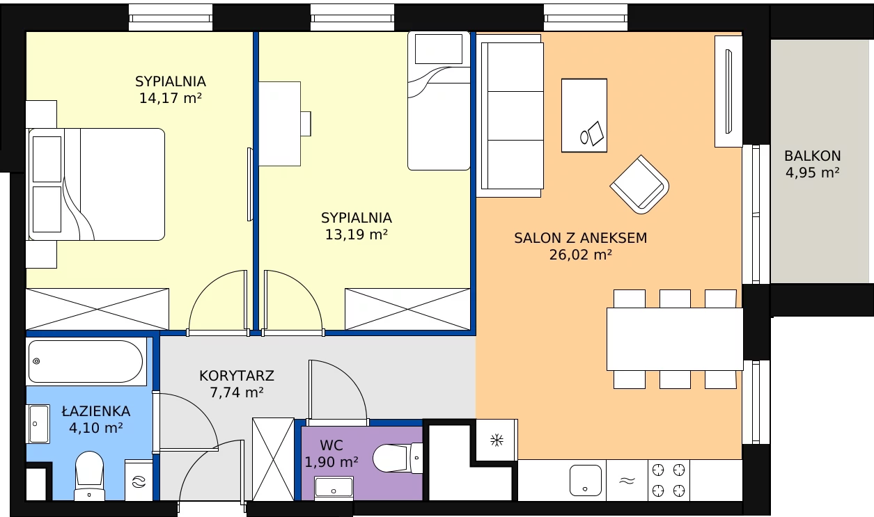 Zalety apartamentu 67.12 m², 4.A.26