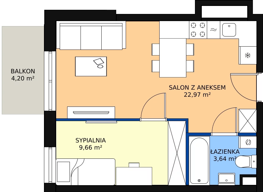 Zalety apartamentu 36.27 m², 4.A.32