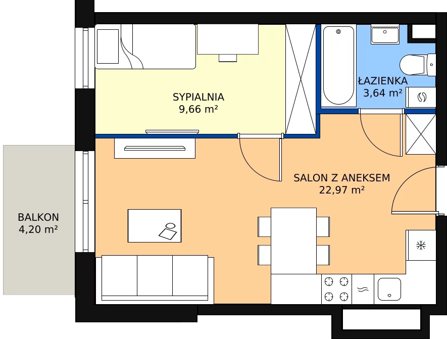 Zalety apartamentu 36.27 m², 4.B.26