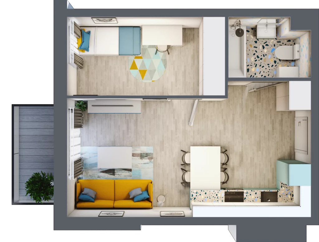 2 pokoje, apartament 36,27 m², piętro 4, oferta nr 4.B.26, Nowe Południe, Gdańsk, Orunia Górna-Gdańsk Południe, Maćkowy, ul. Starogrodzka / Borkowska