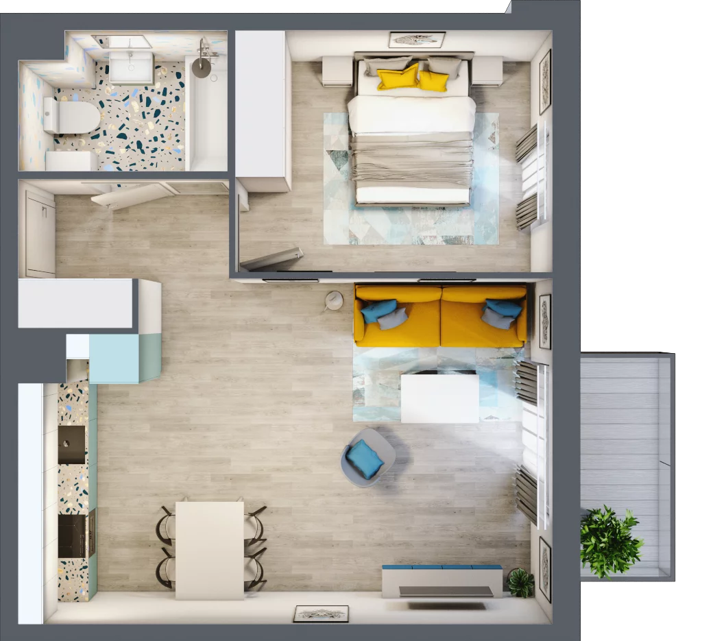 2 pokoje, apartament 45,50 m², piętro 4, oferta nr 4.B.30, Nowe Południe, Gdańsk, Orunia Górna-Gdańsk Południe, Maćkowy, ul. Starogrodzka / Borkowska