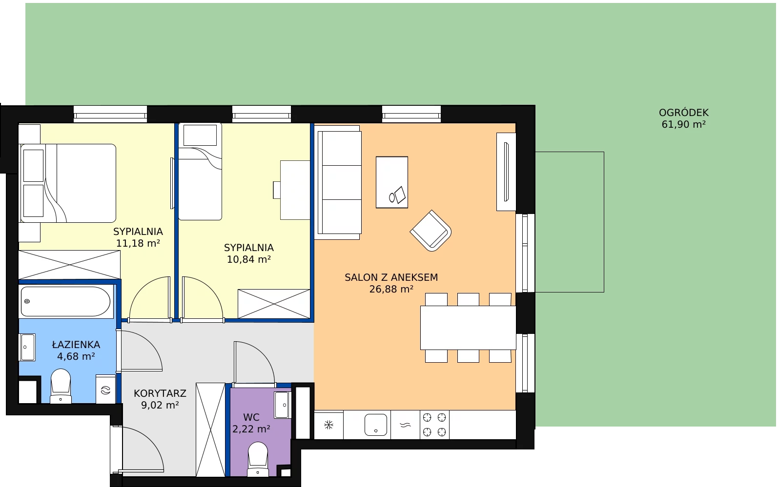 Zalety apartamentu 64.52 m², 5.A.01