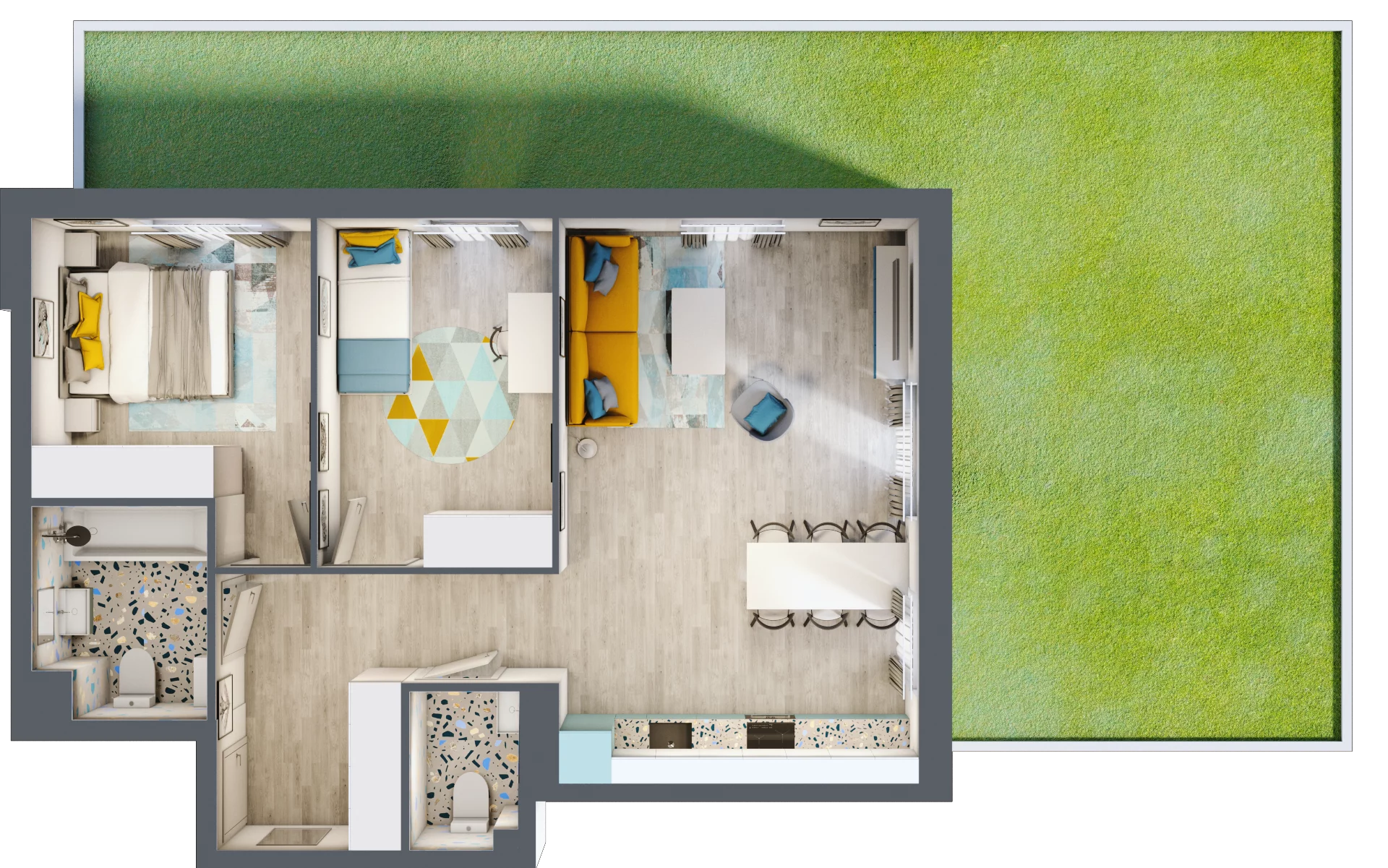 3 pokoje, apartament 64,52 m², parter, oferta nr 5.A.01, Nowe Południe, Gdańsk, Orunia Górna-Gdańsk Południe, Maćkowy, ul. Starogrodzka/ Borkowska