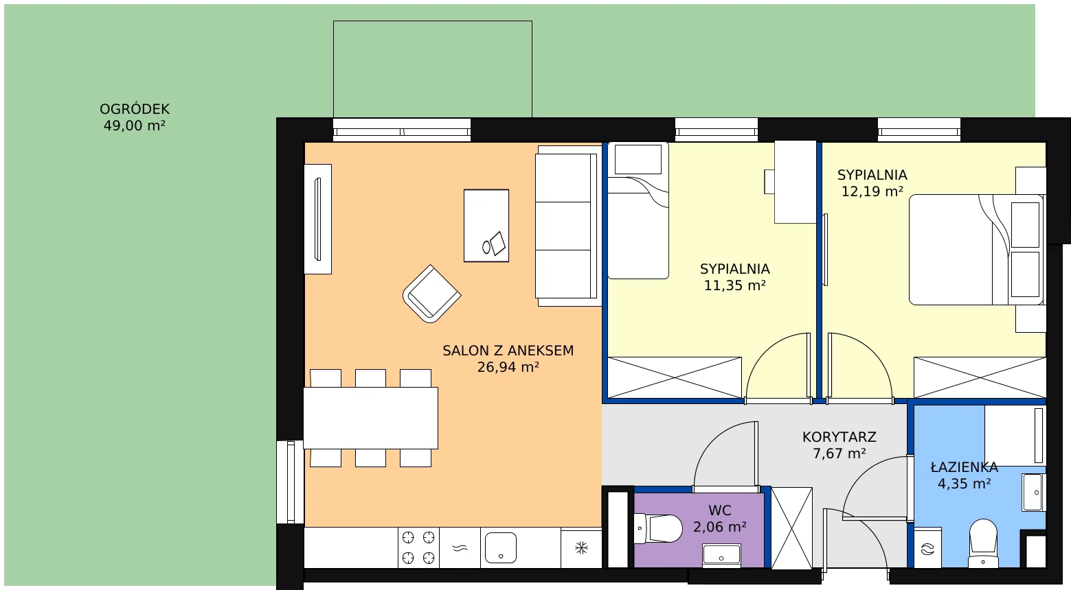 Zalety apartamentu 64.56 m², 5.A.05