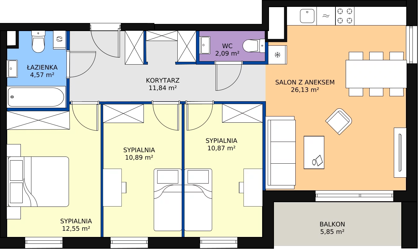 Zalety apartamentu 78.94 m², 5.A.07