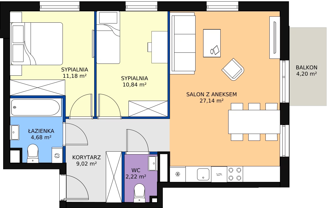 Zalety apartamentu 65.08 m², 5.A.11