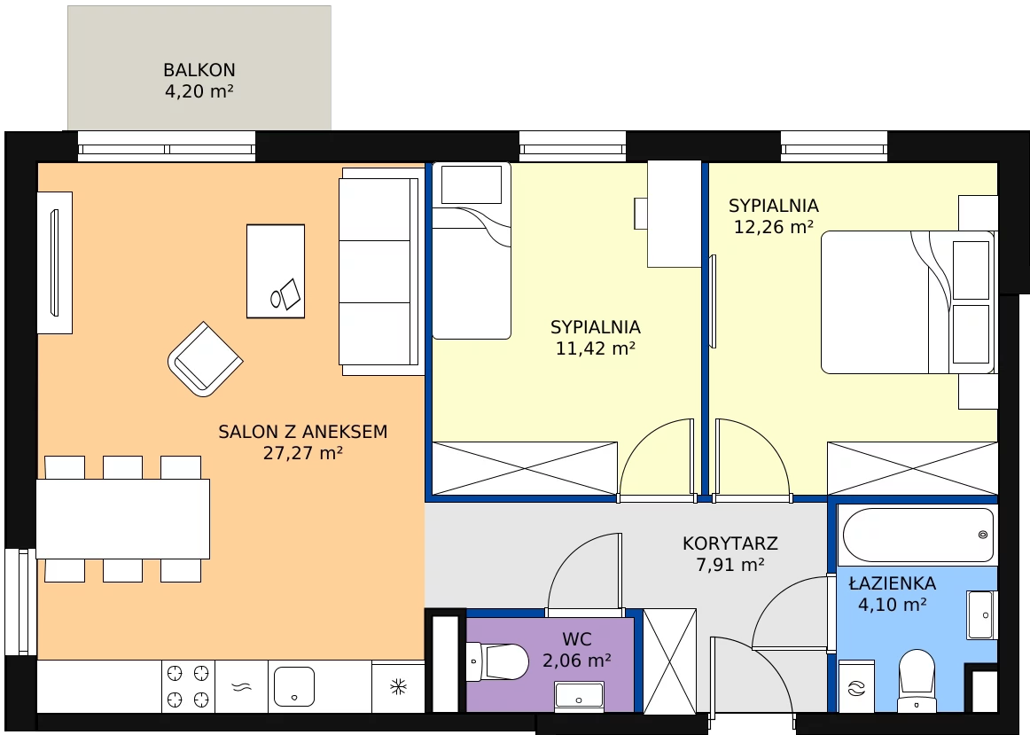 Zalety apartamentu 65.02 m², 5.A.15