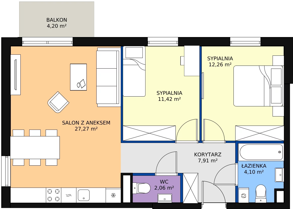Zalety apartamentu 65.02 m², 5.A.20