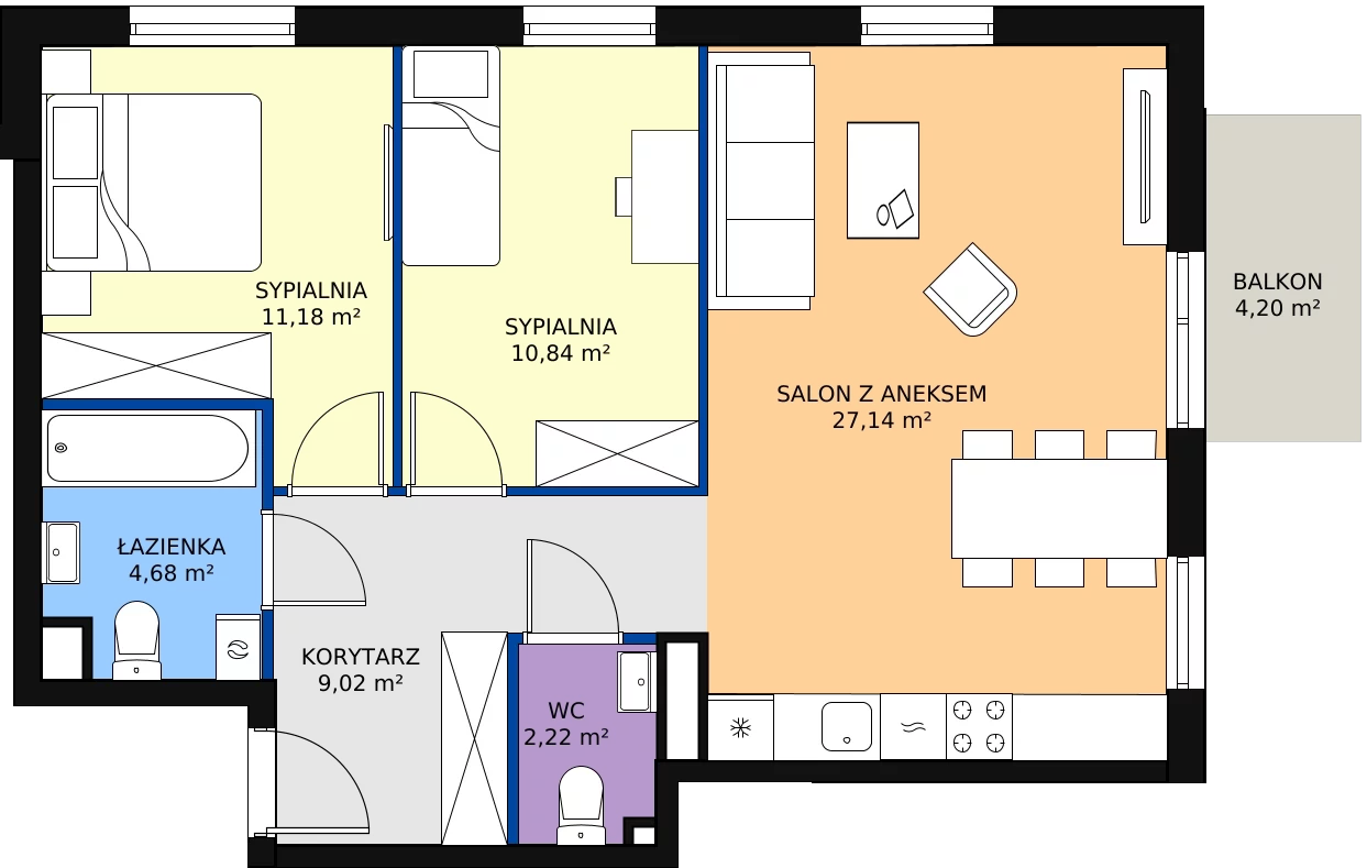 Zalety apartamentu 65.08 m², 5.A.21
