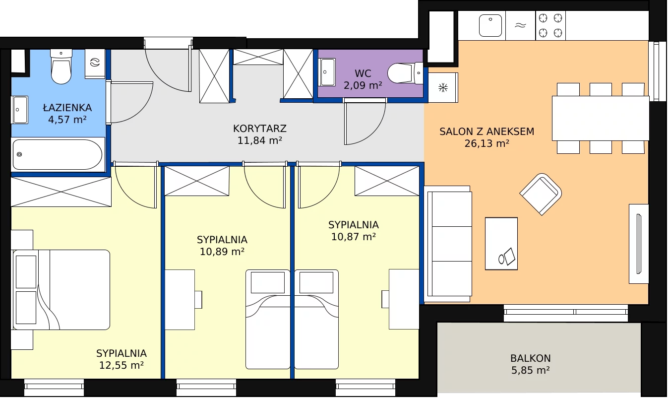 Zalety apartamentu 78.94 m², 5.A.22