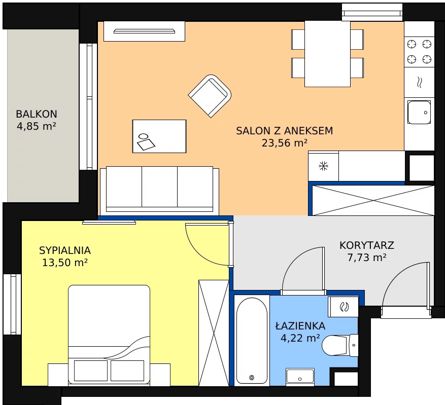 Zalety apartamentu 49.01 m², 5.A.29