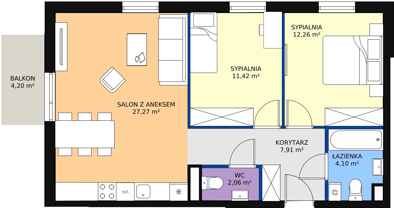 Zalety apartamentu 65.02 m², 5.A.30
