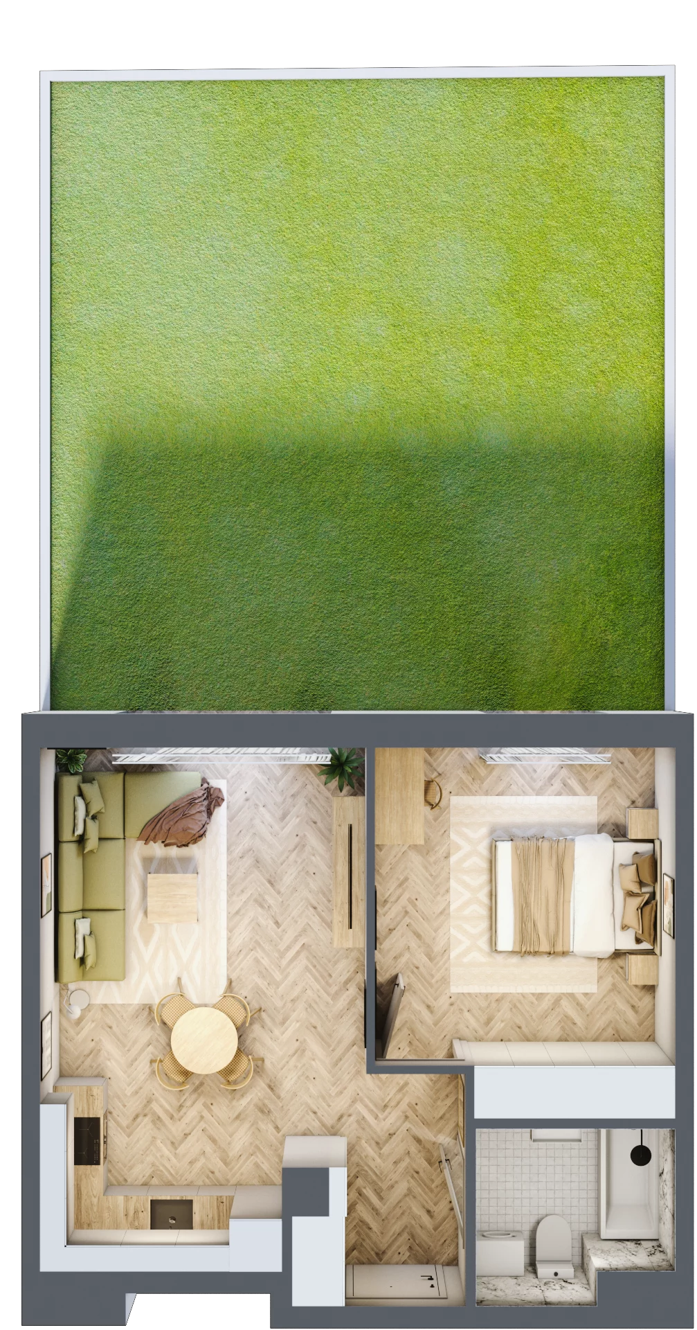 2 pokoje, mieszkanie 43,45 m², parter, oferta nr M.A06, 3 Wymiary Bronowice, Kraków, Prądnik Biały, Bronowice Wielkie, ul. Stelmachów