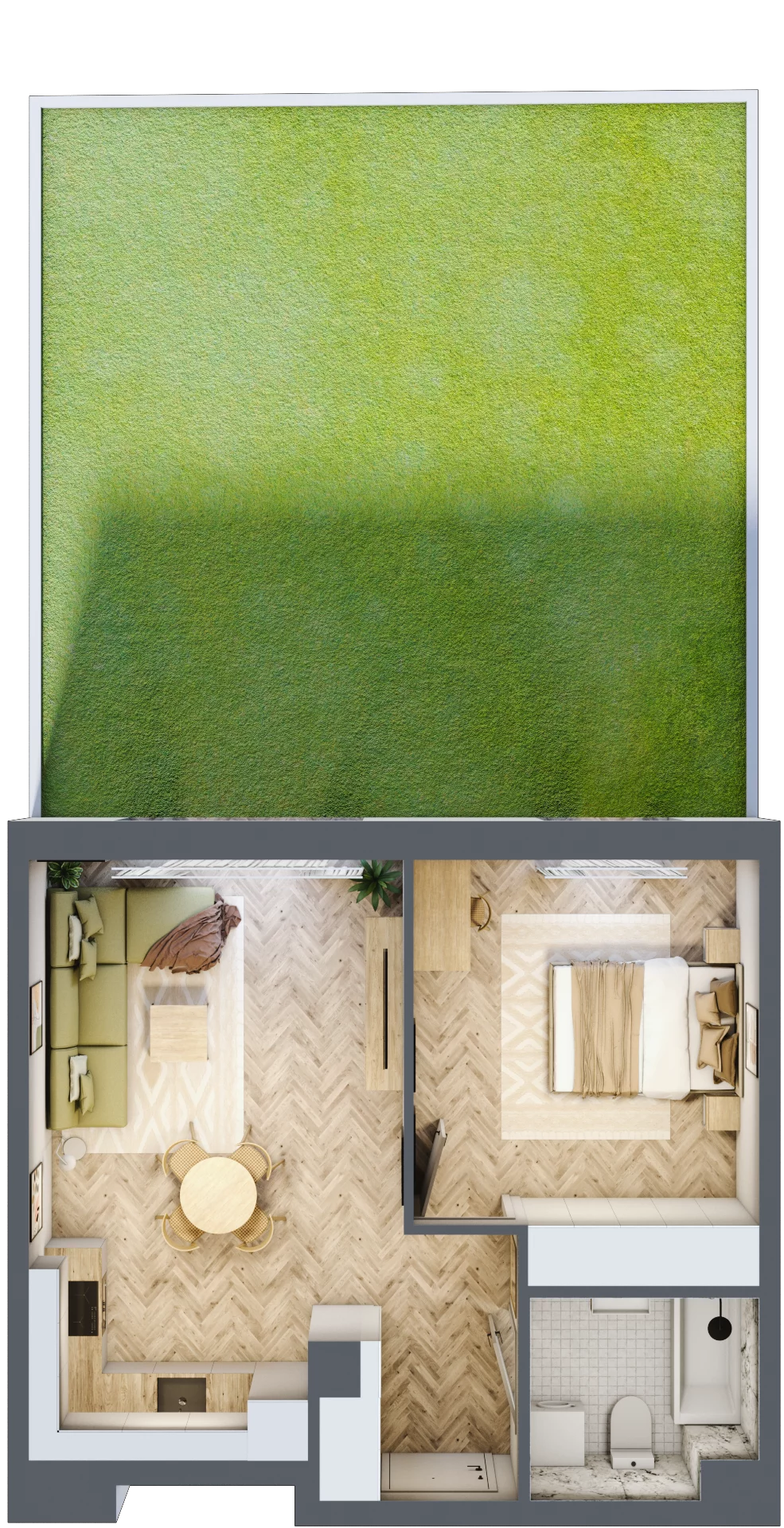 2 pokoje, mieszkanie 43,58 m², parter, oferta nr M.A08, 3 Wymiary Bronowice, Kraków, Prądnik Biały, Bronowice Wielkie, ul. Stelmachów