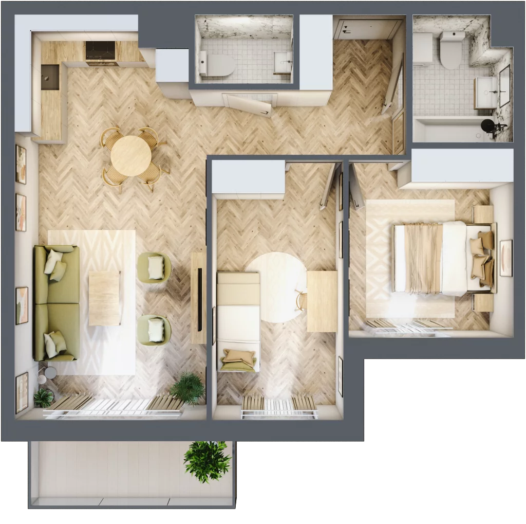 3 pokoje, mieszkanie 59,85 m², piętro 1, oferta nr M.A12, 3 Wymiary Bronowice, Kraków, Prądnik Biały, Bronowice Wielkie, ul. Stelmachów