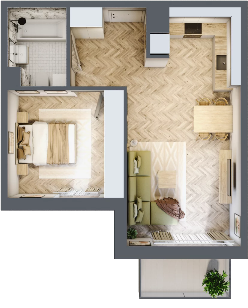 2 pokoje, mieszkanie 46,25 m², piętro 1, oferta nr M.A13, 3 Wymiary Bronowice, Kraków, Prądnik Biały, Bronowice Wielkie, ul. Stelmachów