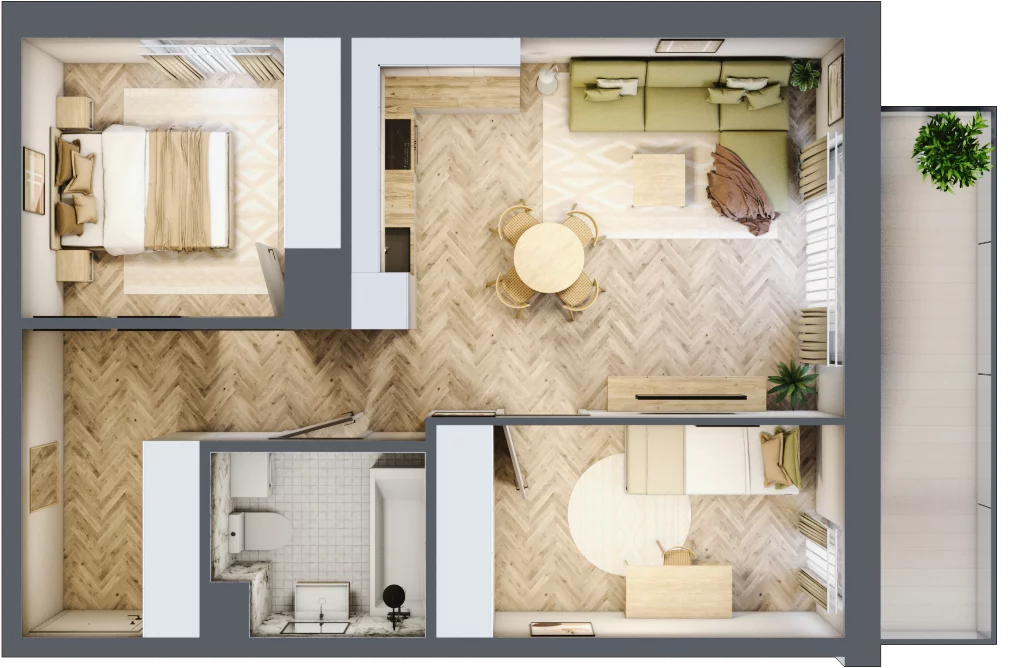 3 pokoje, mieszkanie 53,32 m², piętro 1, oferta nr M.A15, 3 Wymiary Bronowice, Kraków, Prądnik Biały, Bronowice Wielkie, ul. Stelmachów
