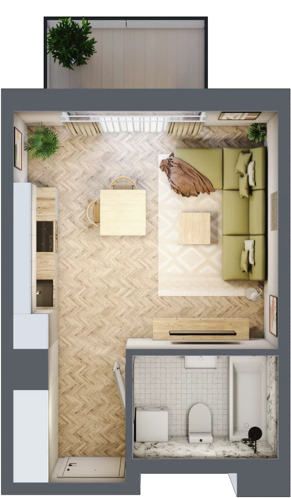 1 pokój, mieszkanie 27,21 m², piętro 1, oferta nr M.A16, 3 Wymiary Bronowice, Kraków, Prądnik Biały, Bronowice Wielkie, ul. Stelmachów