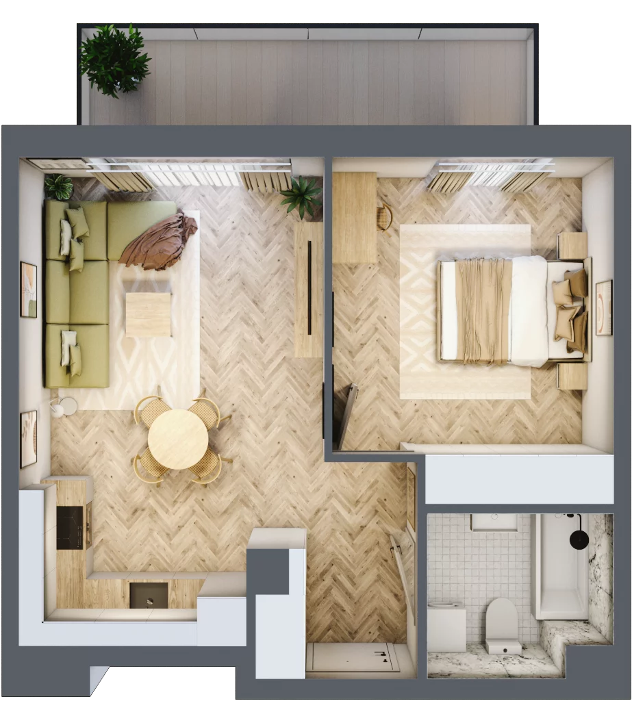 2 pokoje, mieszkanie 43,58 m², piętro 1, oferta nr M.A18, 3 Wymiary Bronowice, Kraków, Prądnik Biały, Bronowice Wielkie, ul. Stelmachów