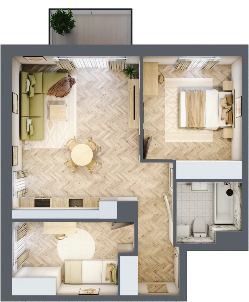 3 pokoje, mieszkanie 57,69 m², piętro 1, oferta nr M.A20, 3 Wymiary Bronowice, Kraków, Prądnik Biały, Bronowice Wielkie, ul. Stelmachów