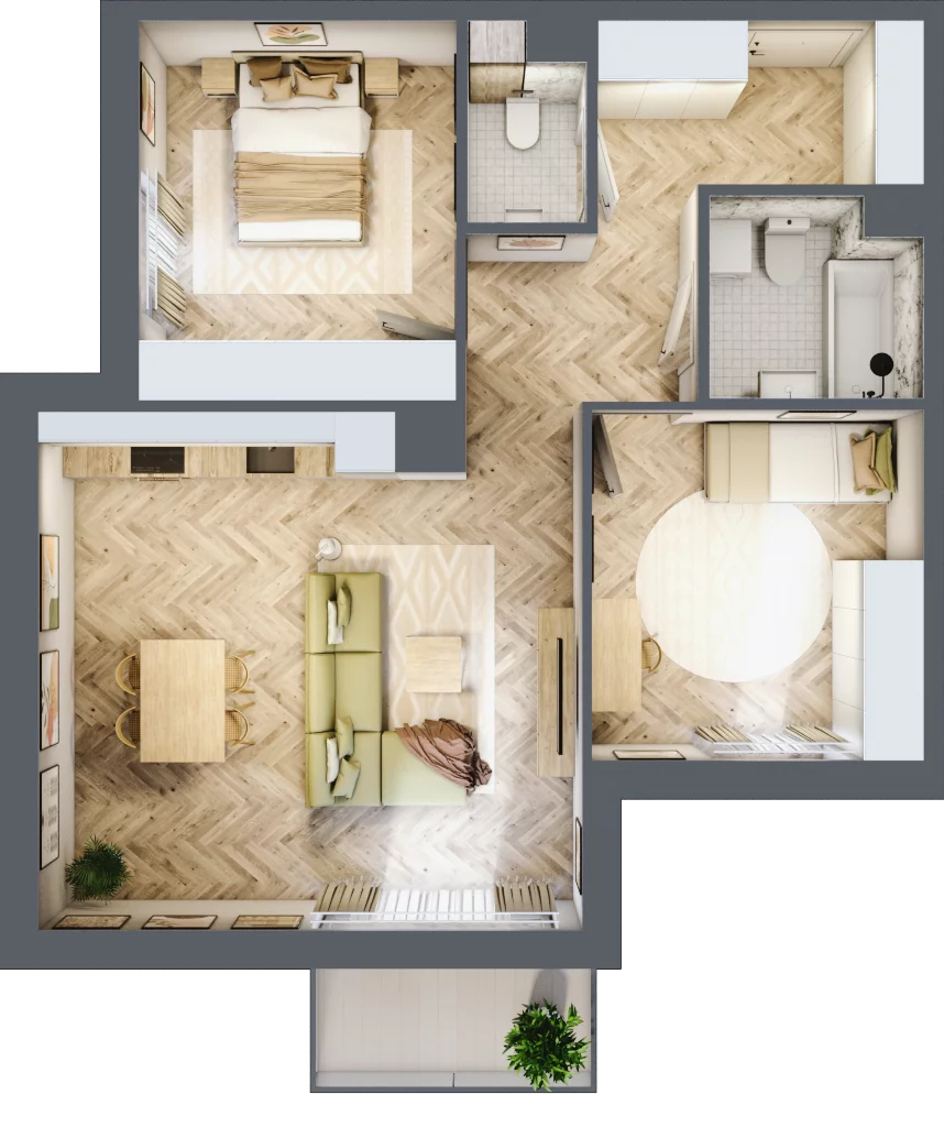 3 pokoje, mieszkanie 67,74 m², piętro 1, oferta nr M.A21, 3 Wymiary Bronowice, Kraków, Prądnik Biały, Bronowice Wielkie, ul. Stelmachów