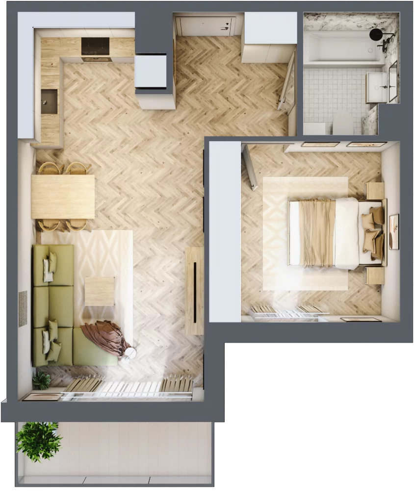 2 pokoje, mieszkanie 46,27 m², piętro 1, oferta nr M.A22, 3 Wymiary Bronowice, Kraków, Prądnik Biały, Bronowice Wielkie, ul. Stelmachów