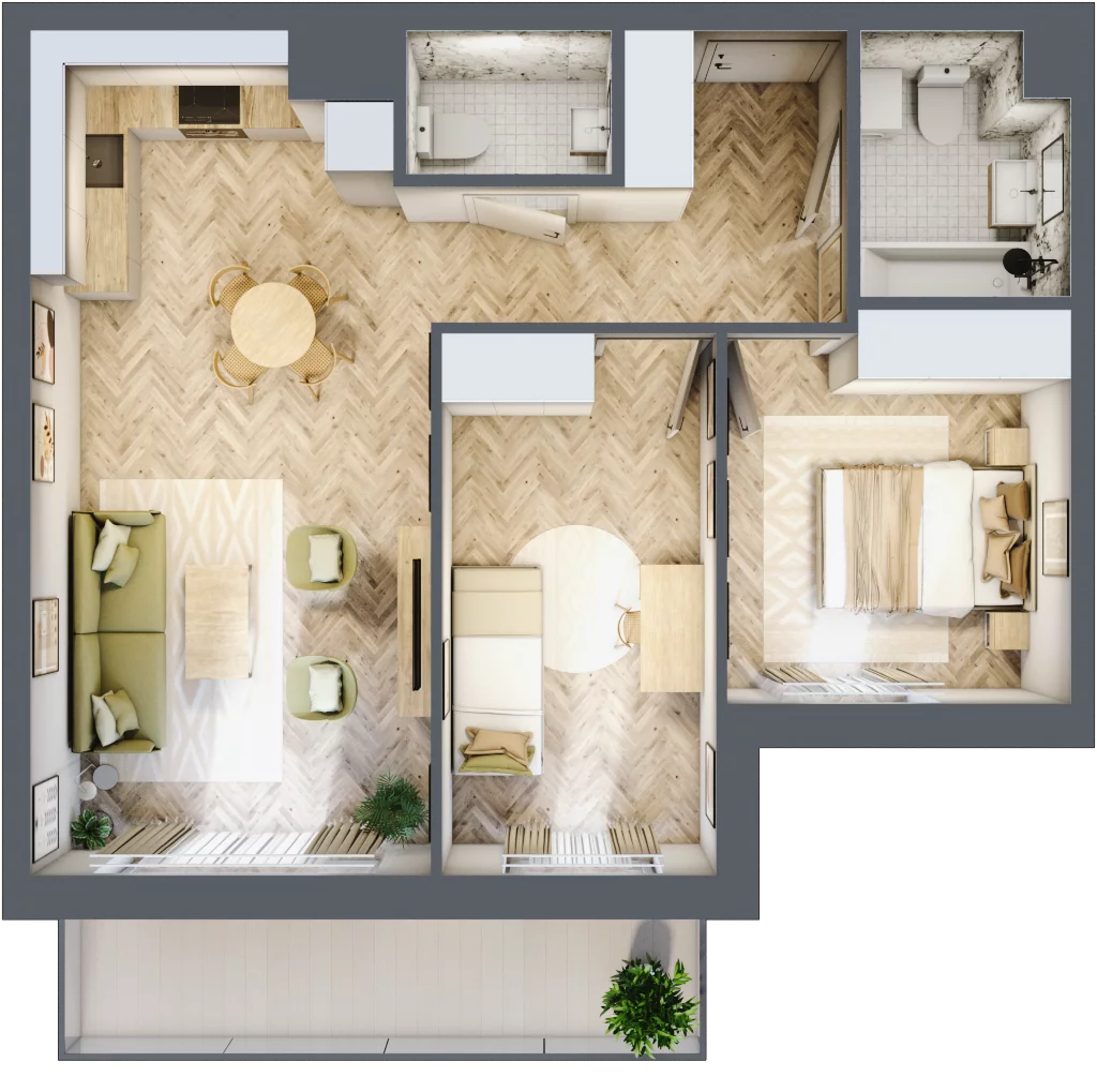 3 pokoje, mieszkanie 59,85 m², piętro 2, oferta nr M.A23, 3 Wymiary Bronowice, Kraków, Prądnik Biały, Bronowice Wielkie, ul. Stelmachów