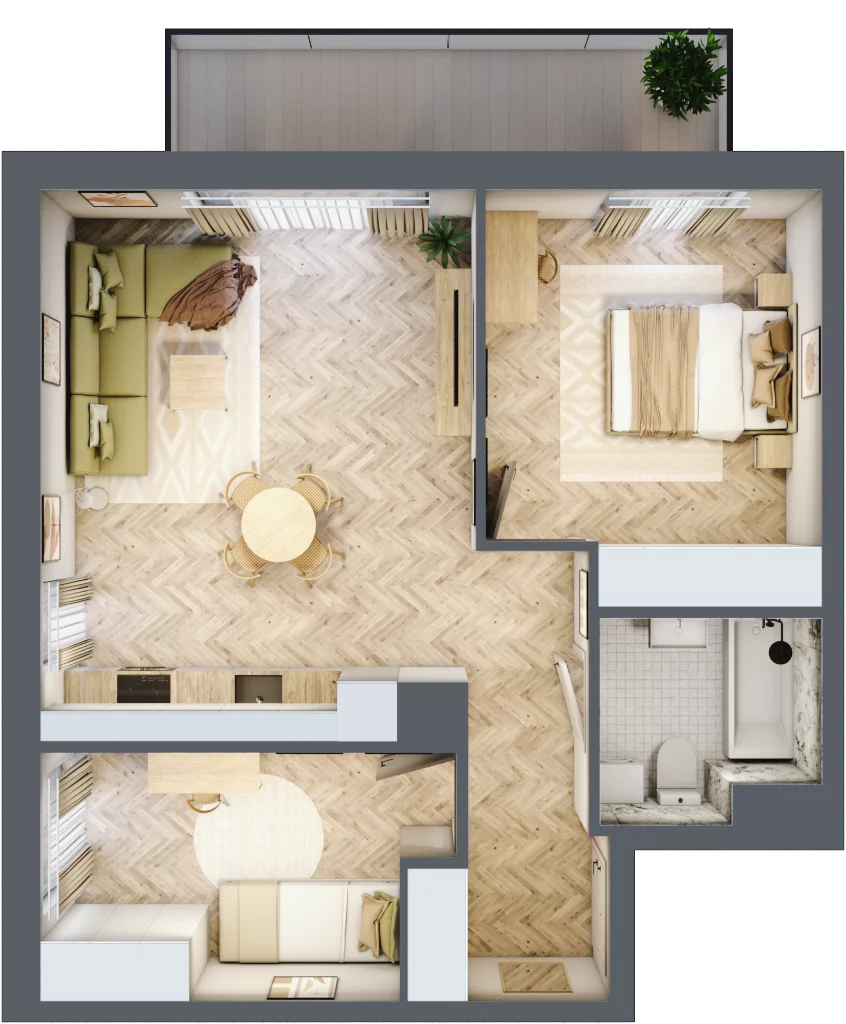 3 pokoje, mieszkanie 57,69 m², piętro 2, oferta nr M.A31, 3 Wymiary Bronowice, Kraków, Prądnik Biały, Bronowice Wielkie, ul. Stelmachów