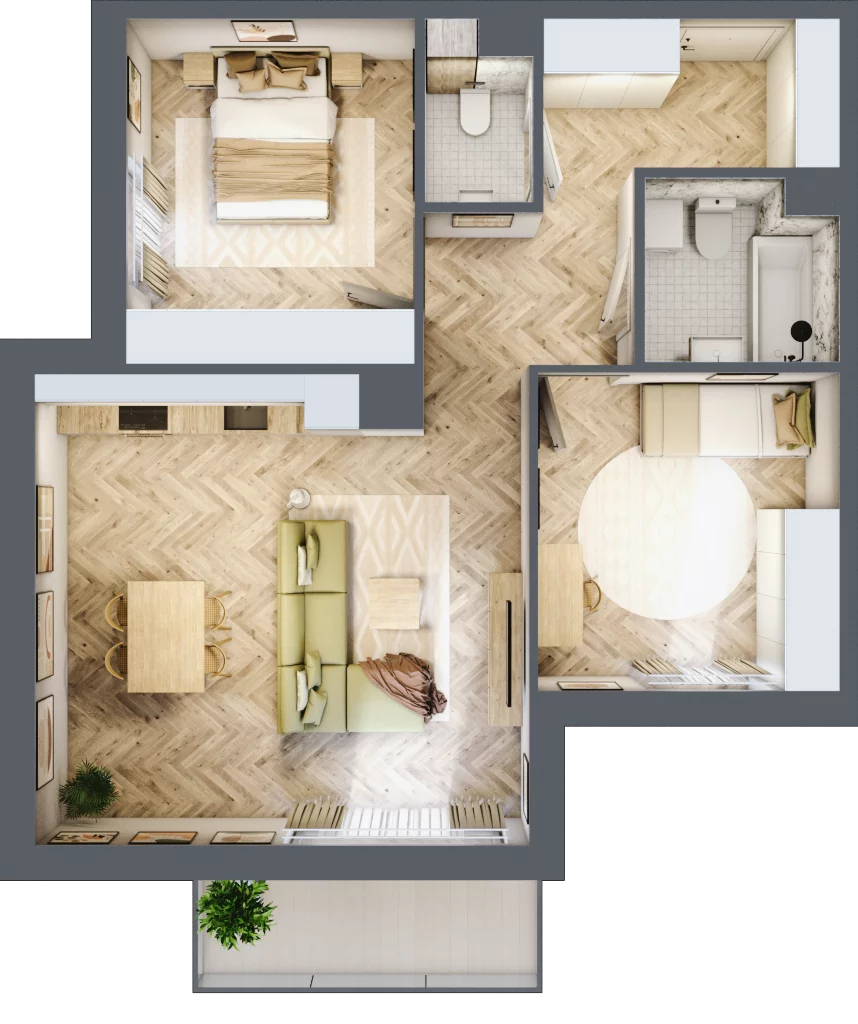 3 pokoje, mieszkanie 67,74 m², piętro 2, oferta nr M.A32, 3 Wymiary Bronowice, Kraków, Prądnik Biały, Bronowice Wielkie, ul. Stelmachów