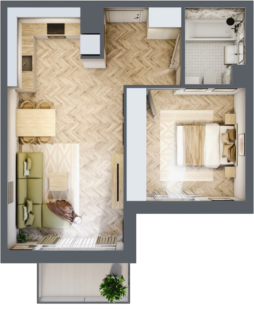 2 pokoje, mieszkanie 46,27 m², piętro 2, oferta nr M.A33, 3 Wymiary Bronowice, Kraków, Prądnik Biały, Bronowice Wielkie, ul. Stelmachów