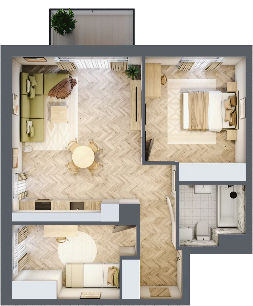 3 pokoje, mieszkanie 57,69 m², piętro 1, oferta nr M.B19, 3 Wymiary Bronowice, Kraków, Prądnik Biały, Bronowice Wielkie, ul. Stelmachów