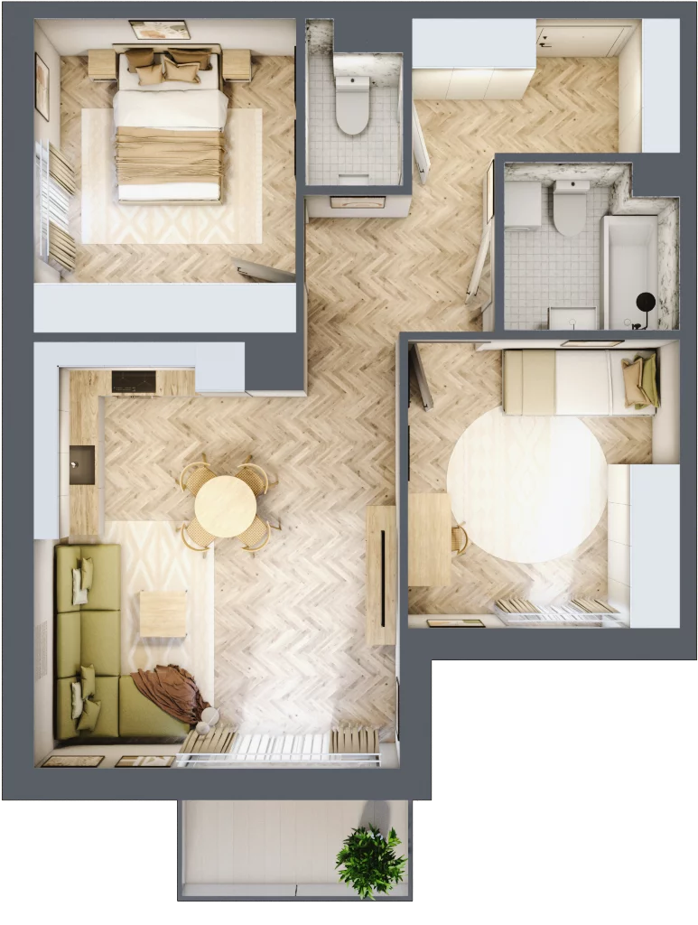 3 pokoje, mieszkanie 62,39 m², piętro 1, oferta nr M.B20, 3 Wymiary Bronowice, Kraków, Prądnik Biały, Bronowice Wielkie, ul. Stelmachów