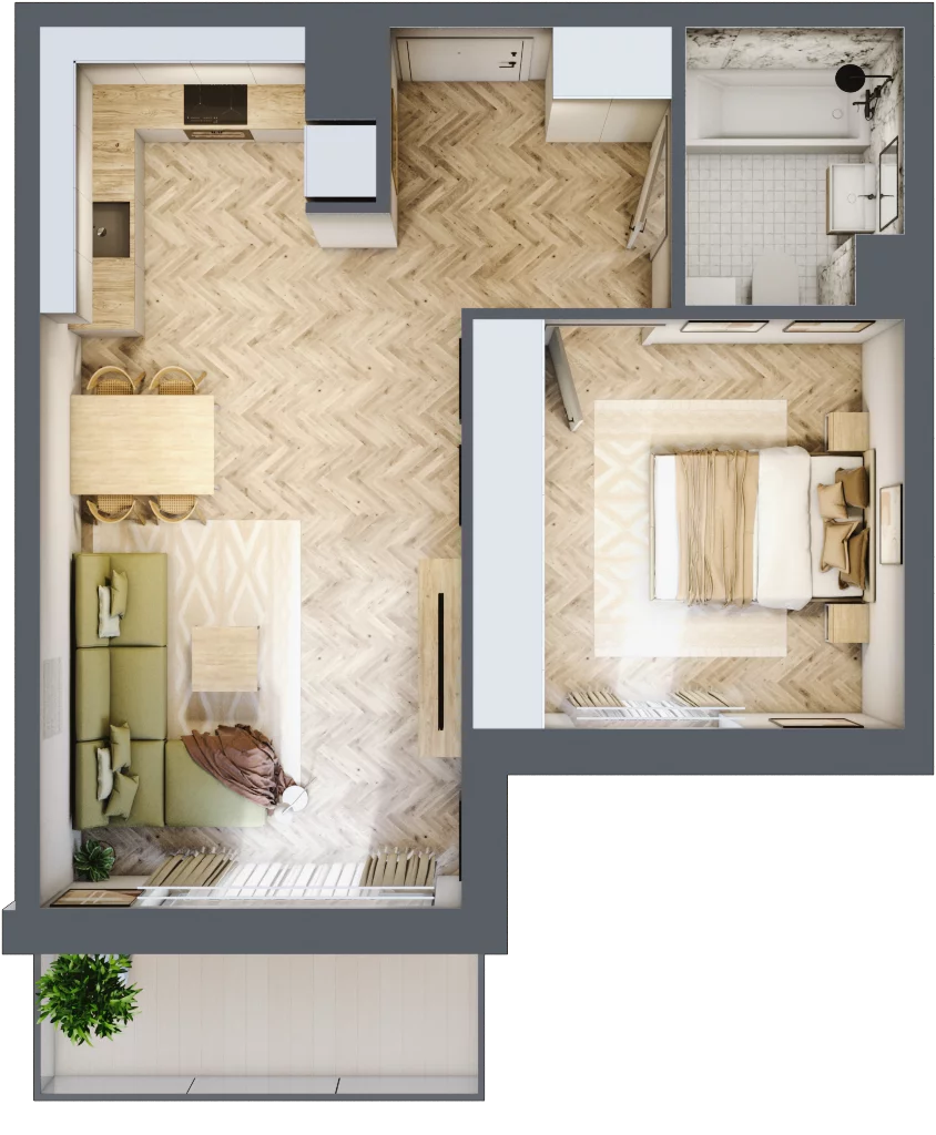 2 pokoje, mieszkanie 46,27 m², piętro 1, oferta nr M.B21, 3 Wymiary Bronowice, Kraków, Prądnik Biały, Bronowice Wielkie, ul. Stelmachów