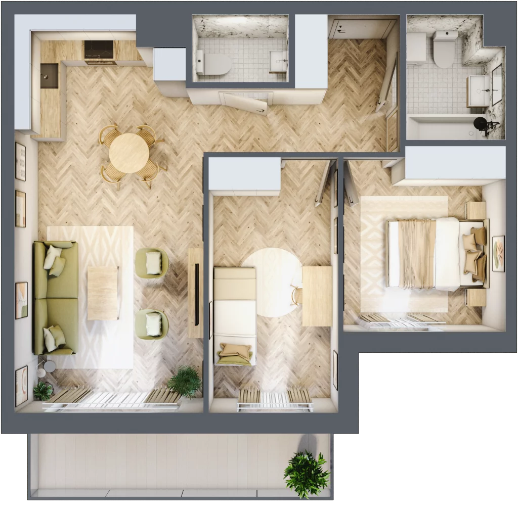 3 pokoje, mieszkanie 59,85 m², piętro 2, oferta nr M.B22, 3 Wymiary Bronowice, Kraków, Prądnik Biały, Bronowice Wielkie, ul. Stelmachów