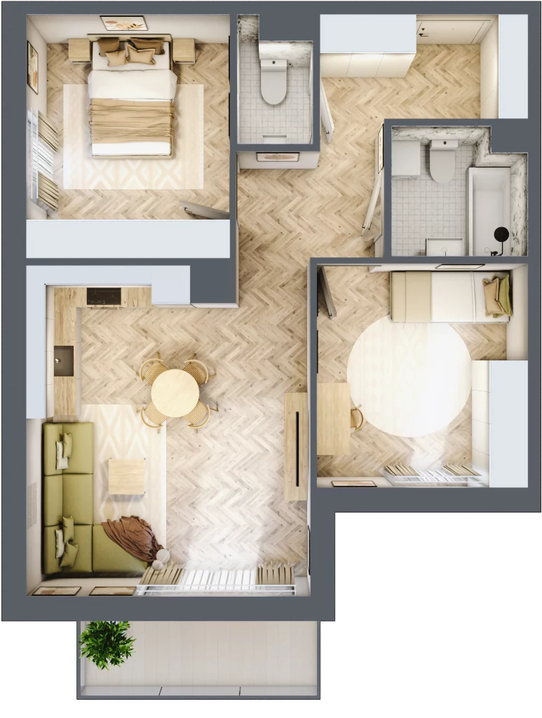 3 pokoje, mieszkanie 62,39 m², piętro 2, oferta nr M.B31, 3 Wymiary Bronowice, Kraków, Prądnik Biały, Bronowice Wielkie, ul. Stelmachów