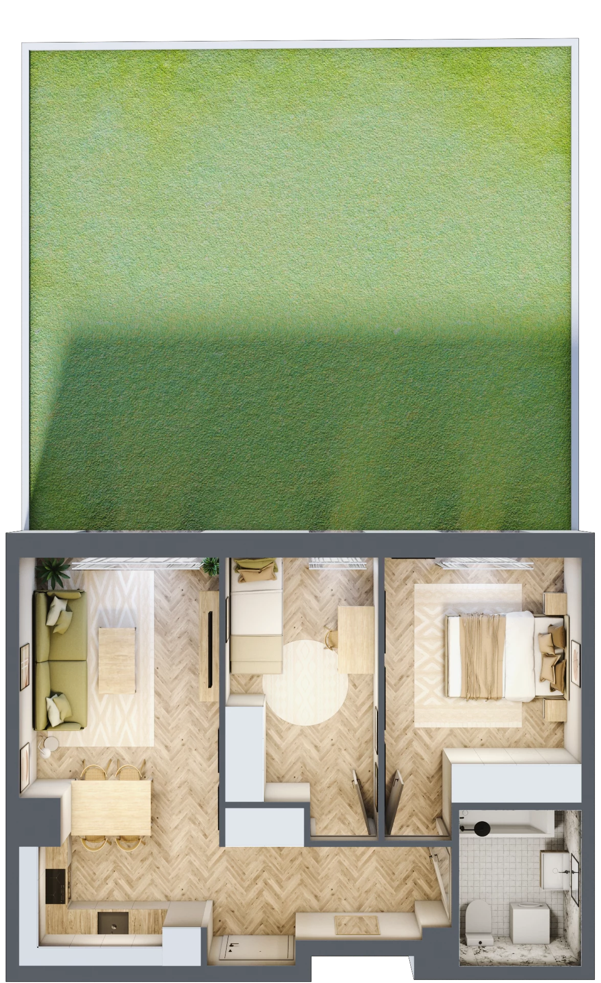3 pokoje, mieszkanie 52,91 m², parter, oferta nr M.C04, 3 Wymiary Bronowice, Kraków, Prądnik Biały, Bronowice Wielkie, ul. Stelmachów