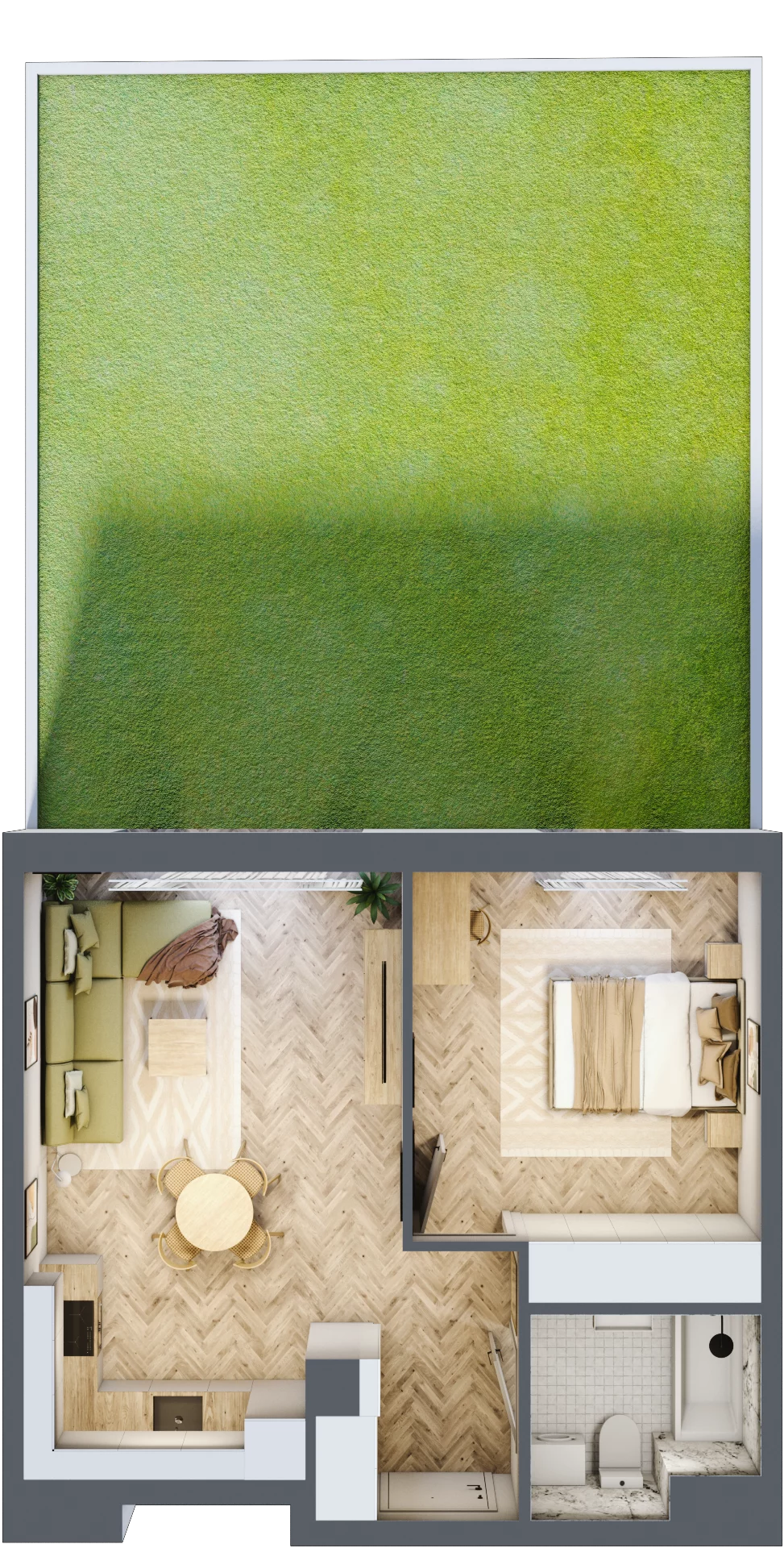 2 pokoje, mieszkanie 43,41 m², parter, oferta nr M.C05, 3 Wymiary Bronowice, Kraków, Prądnik Biały, Bronowice Wielkie, ul. Stelmachów