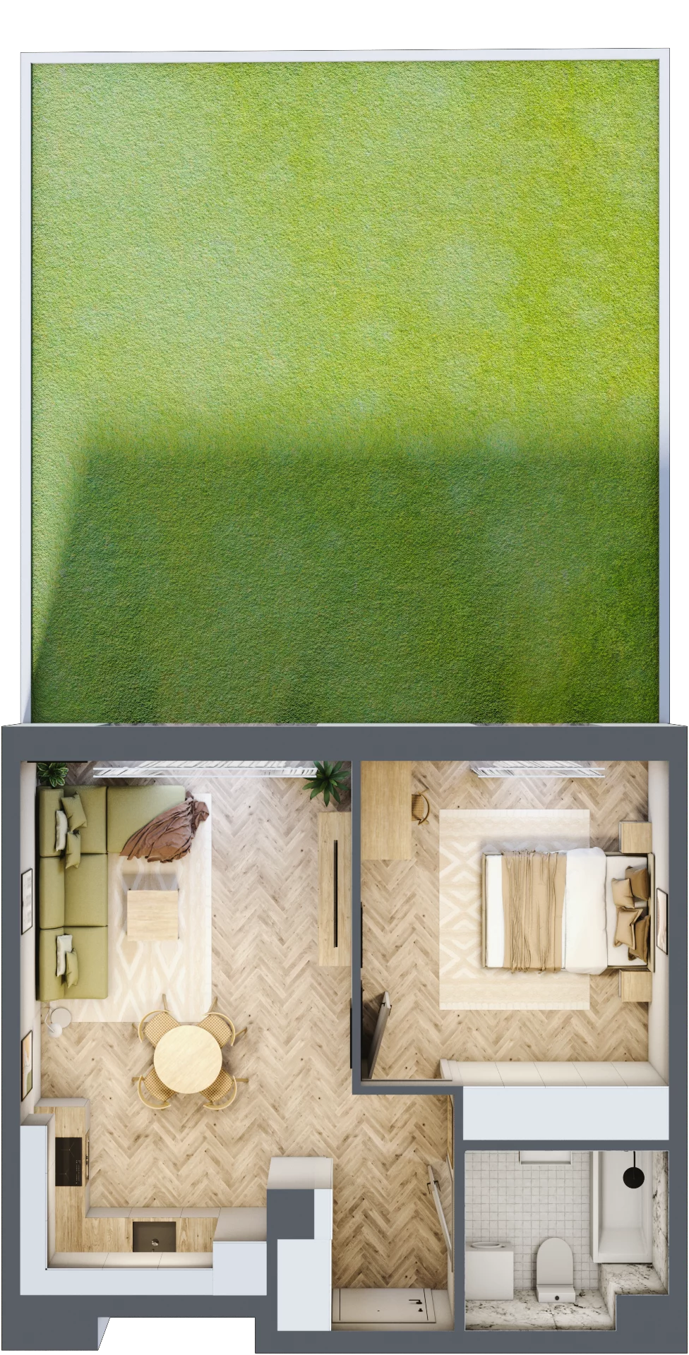 2 pokoje, mieszkanie 43,58 m², parter, oferta nr M.C06, 3 Wymiary Bronowice, Kraków, Prądnik Biały, Bronowice Wielkie, ul. Stelmachów
